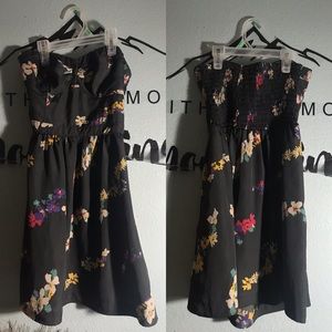 Dark gray floral tube dress